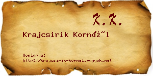 Krajcsirik Kornél névjegykártya